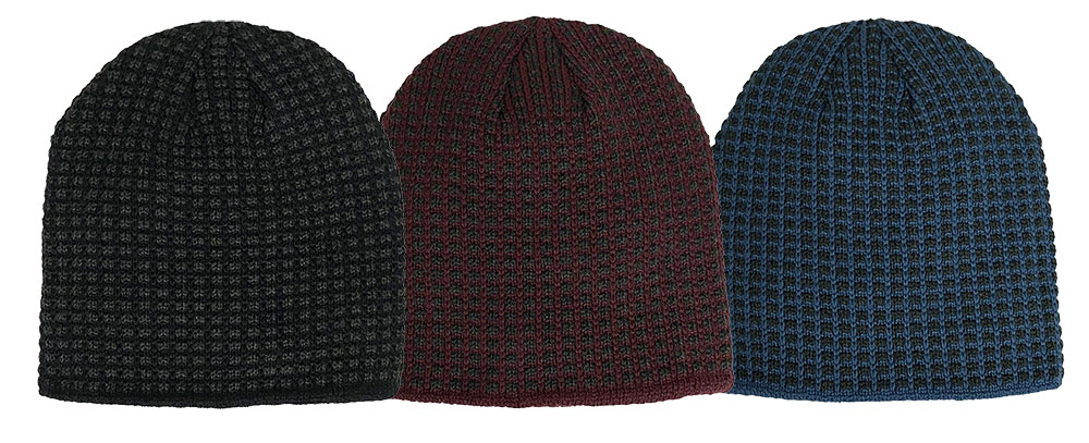 Two-tone Waffle Knit Beanie, Asst Colors - Explore Winter Clearance